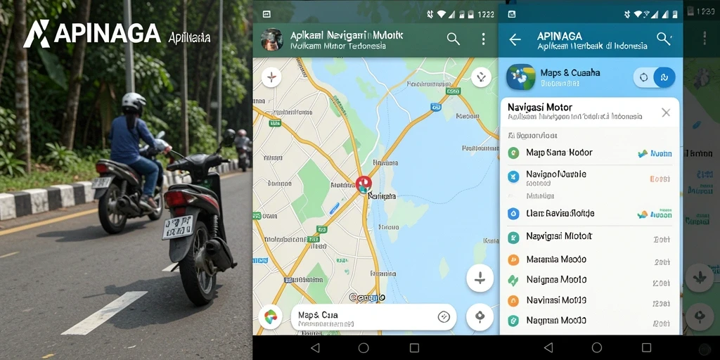 Antarmuka utama APINAGA menunjukkan fitur navigasi motor yang intuitif.