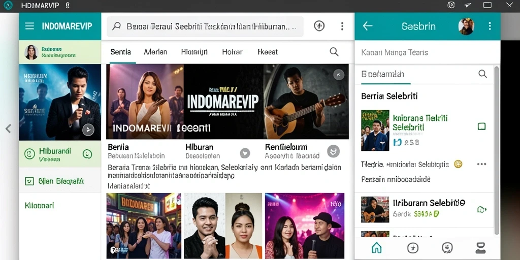 Tampilan antarmuka INDOMAREVIP yang menarik dengan berita selebriti terkini.