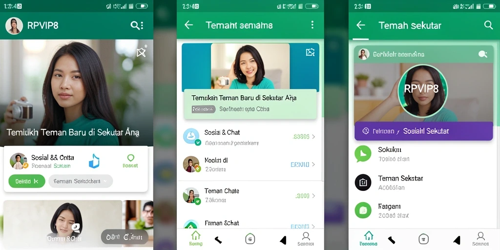 Screenshot antarmuka RPVIP8 yang memudahkan pencarian teman baru.
