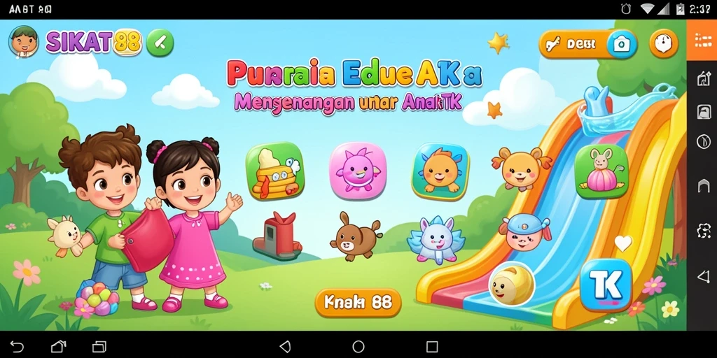 Antarmuka menarik dan edukatif dari SIKAT88 untuk anak-anak.